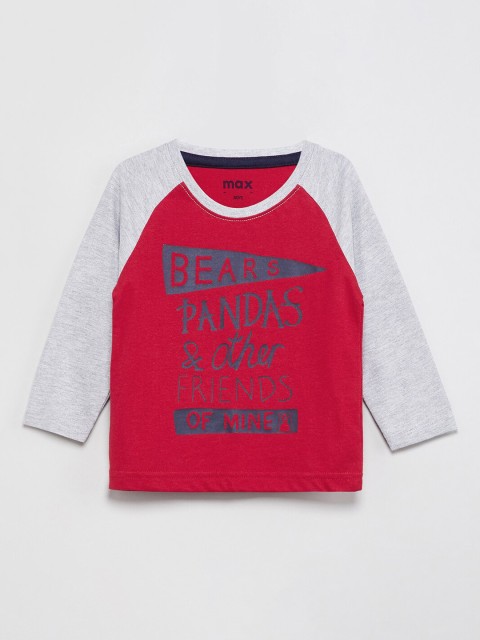 

max Boys Red Printed Round Neck T-shirt