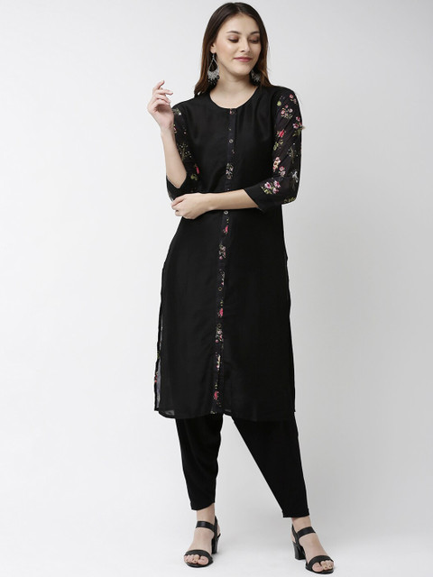 

Soch Women Black Printed Back Straight Kurta