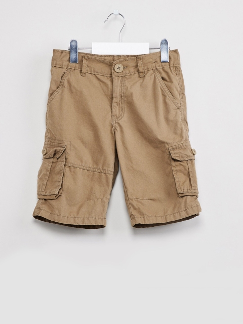 

max Boys Beige Solid Regular Fit Cargo Shorts