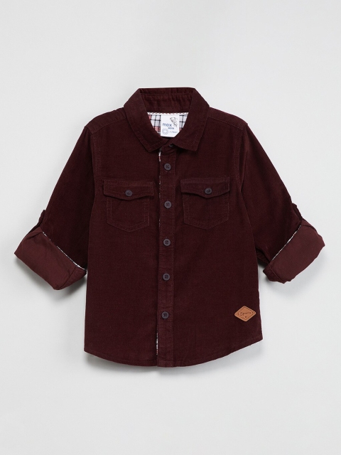 

max Boys Burgundy Regular Fit Solid Casual Shirt