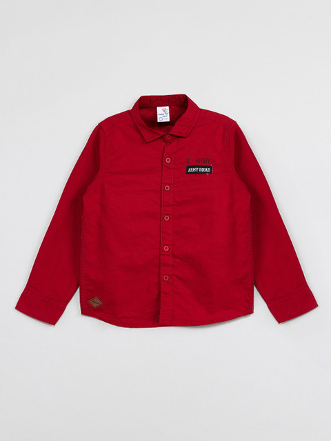 

max Boys Red Regular Fit Printed Casual Shirt