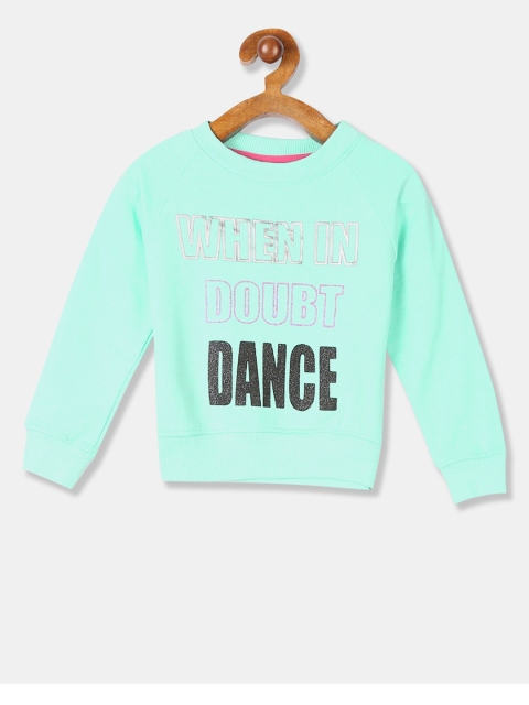 

Cherokee Girls Sea Green Printed Sweatshirt