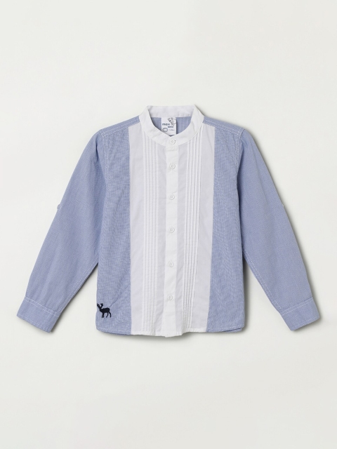 

max Boys Blue & Off-White Regular Fit Colourblocked Casual Shirt
