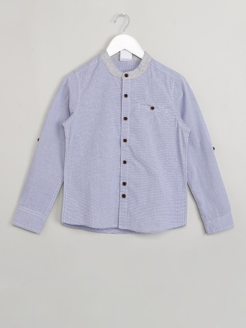 

max Boys Blue & White Checked Casual Shirt