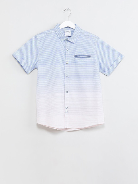 

max Boys Blue & White Striped Casual Shirt