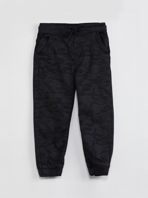 

max Boys Navy Blue Camouflage Printed Slim-Fit Joggers