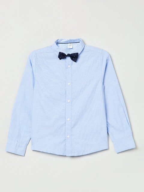 max Boys Blue Regular Fit Solid Party Shirt