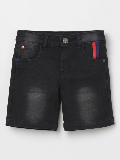 

max Boys Black Washed Denim Shorts