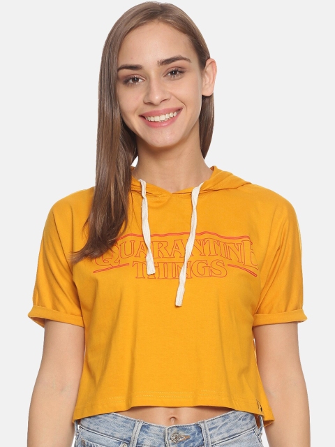 

Campus Sutra Women Yellow Printed Top