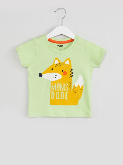 

max Boys Green Printed Round Neck T-shirt