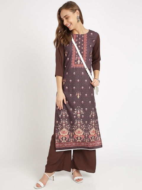 

Silk Bazar Women Brown & Red Printed Kurta with Palazzos