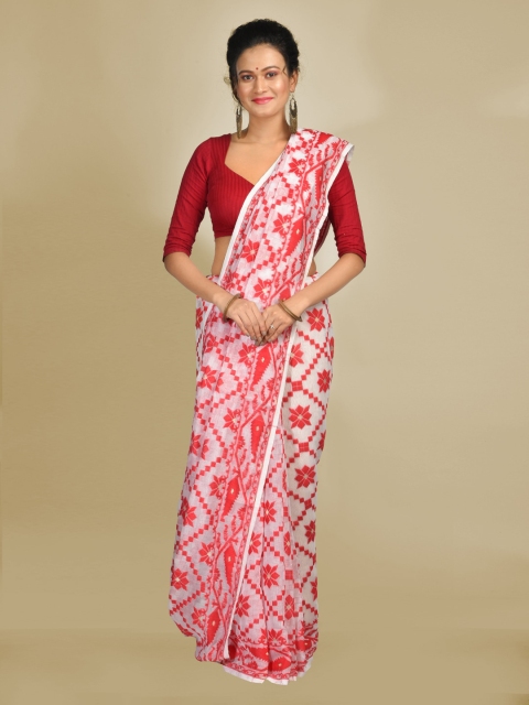 

Mitera Multicoloured Silk Cotton Woven Design Jamdani Saree, Multi