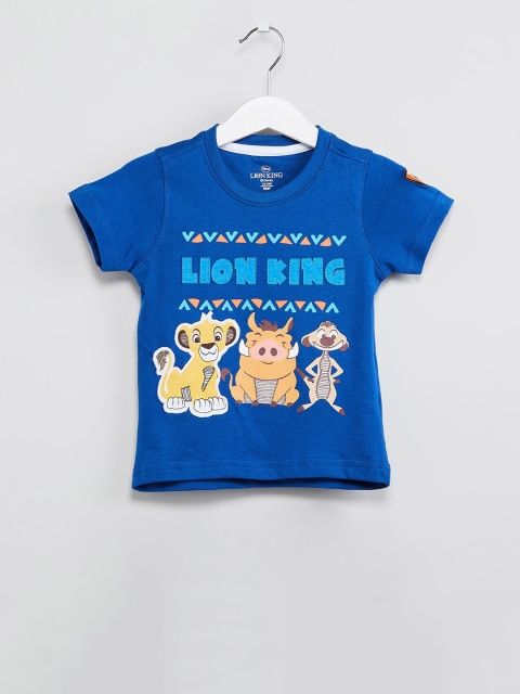 

max Boys Blue Lion King Printed Round Neck T-shirt