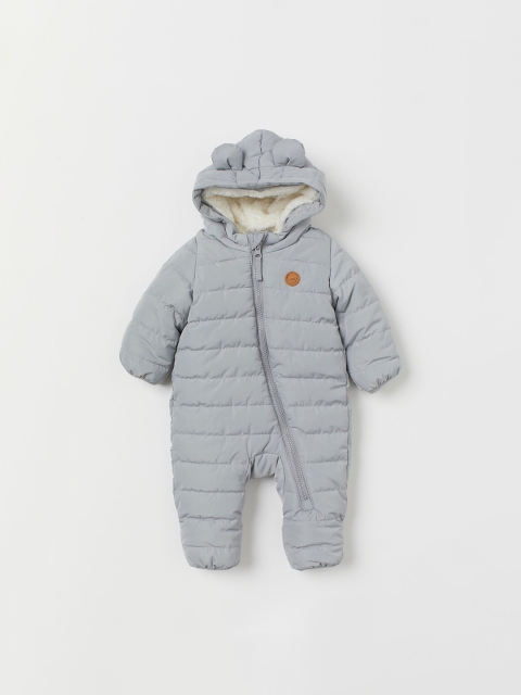 H&M Unisex Kids Grey Solid Padded All-In-One Suit