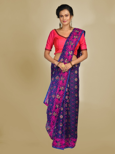 

Mitera Multicoloured Silk Cotton Woven Design Jamdani Saree, Multi