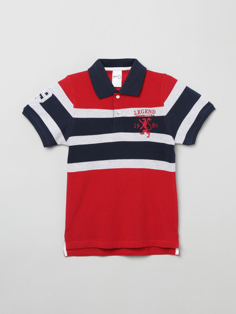 

max Boys Red Striped Polo Collar T-shirt