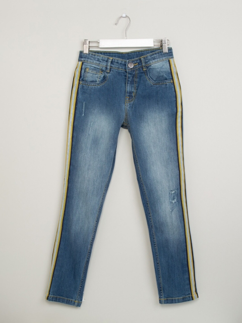 

max Boys Blue Slim Fit Mid-Rise Low Distress Stretchable Jeans