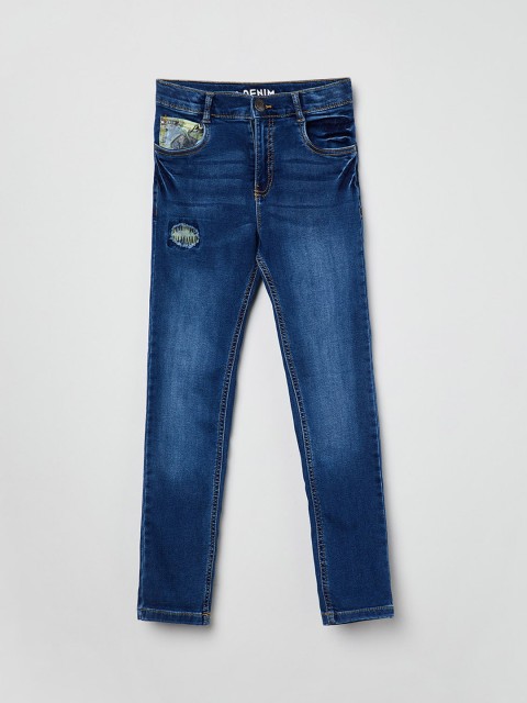 

max Boys Navy Blue Slim Fit Mid-Rise Clean Look Stretchable Jeans