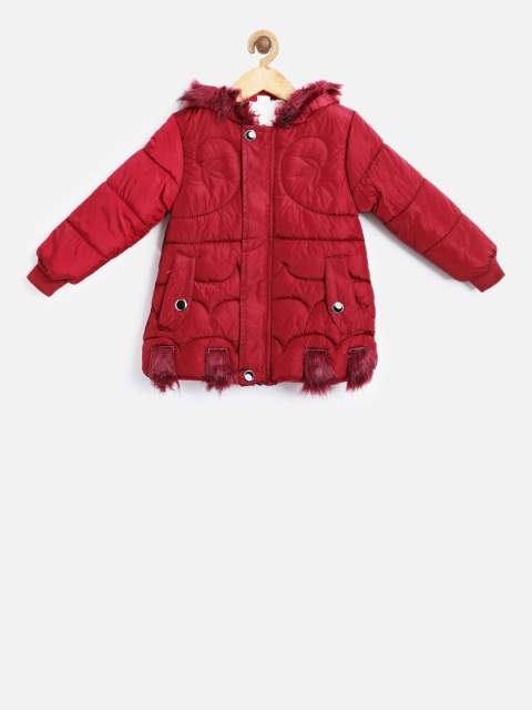

PASSION PETALS Girls Maroon Self Design Lightweight Padded Jacket