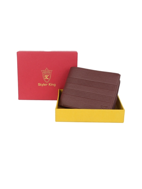 

STYLER KING Men Brown Textured Two Fold Wallet