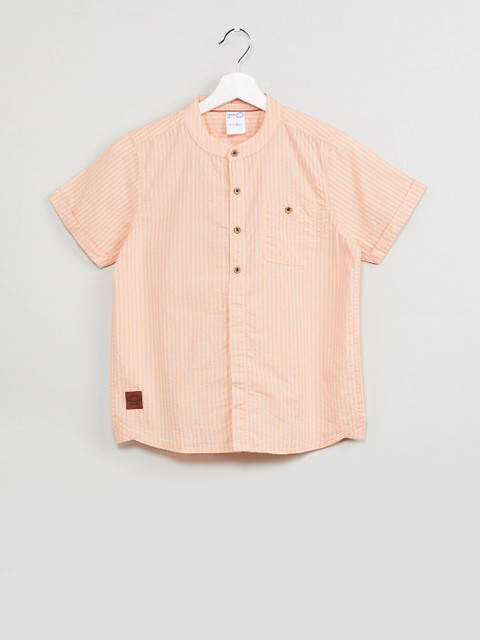 

max Boys Orange Striped Casual Shirt