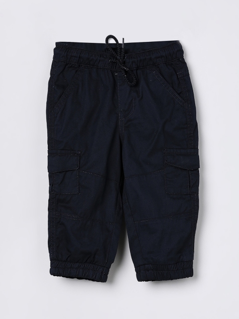 

max Boys Navy Blue Solid Slim-Fit Joggers