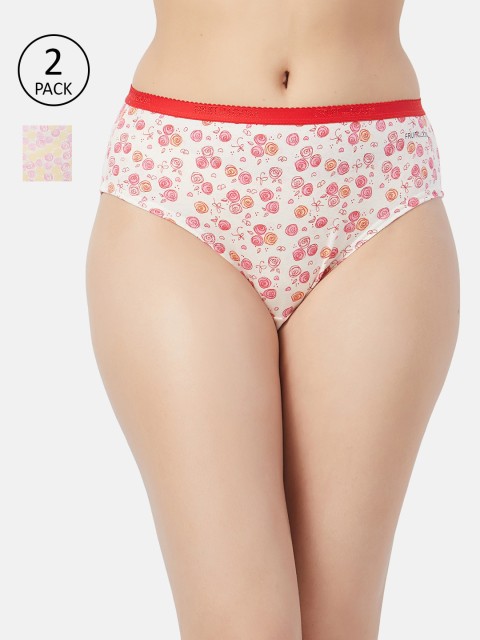 Fruit of the loom Women Pack Of 2 Printed Hipster Briefs FHPP02-2P-LA1P5, Red