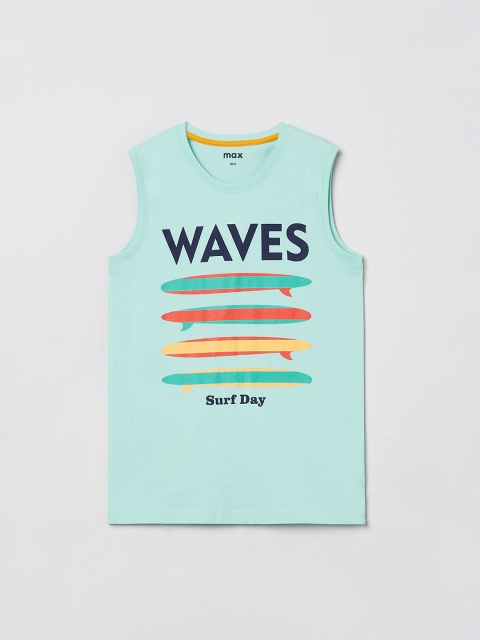 

max Boys Blue Printed Round Neck T-shirt