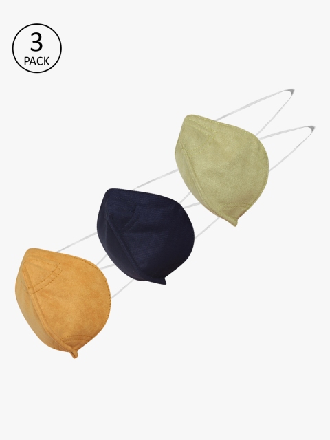 

yelloe Unisex Pack Of 3 Reusable 3-Ply Mask, Mustard
