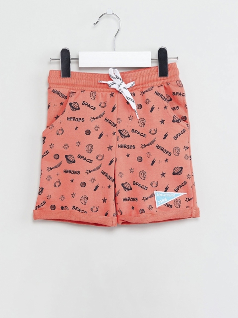 

max Boys Peach-Coloured Printed Regular Shorts