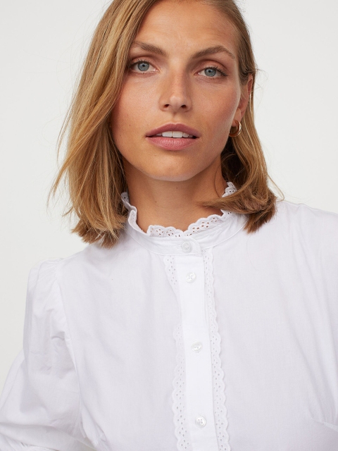 

H&M Women White Embroidered Blouse