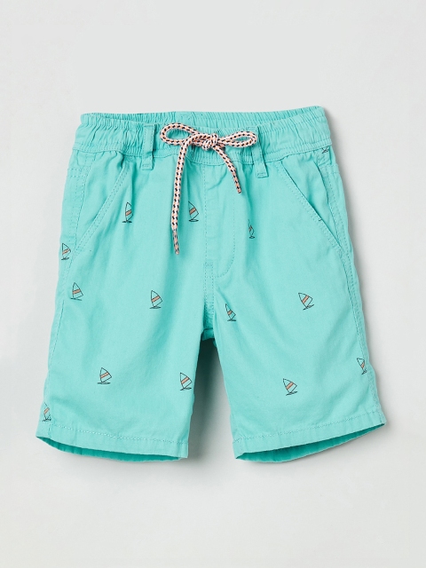 

max Boys Sea Green Printed Regular Fit Shorts