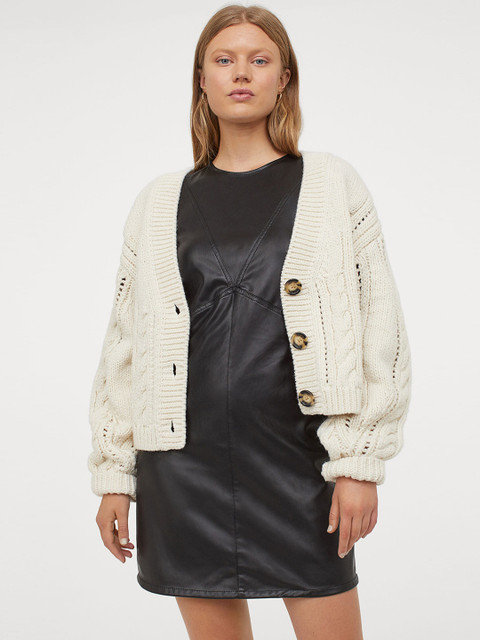 

H&M Women Black Solid Imitation Leather Dress
