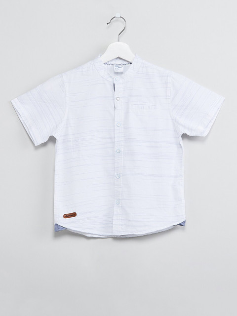 

max Boys White Regular Fit Striped Casual Shirt