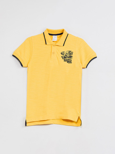 

max Boys Yellow & Black Embroidered Polo Collar T-shirt