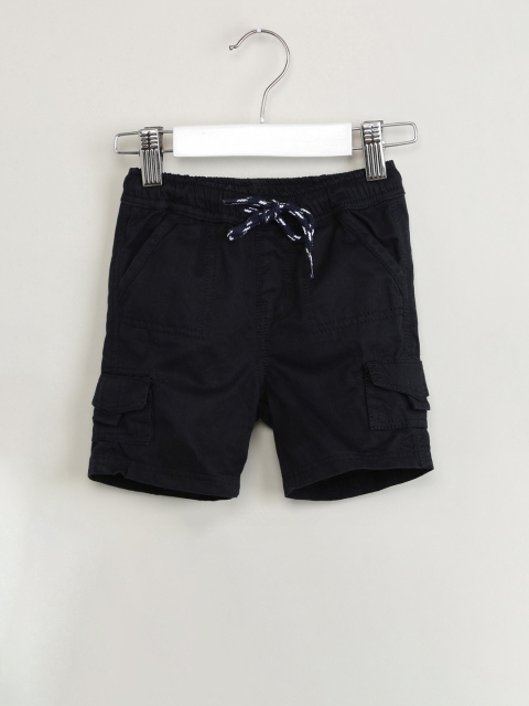 

max Boys Navy Blue Solid Regular Fit Cargo Shorts