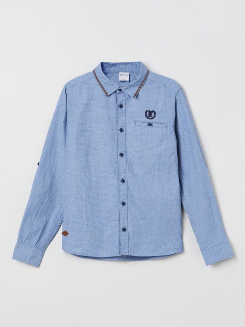

max Boys Blue Regular Fit Solid Casual Shirt