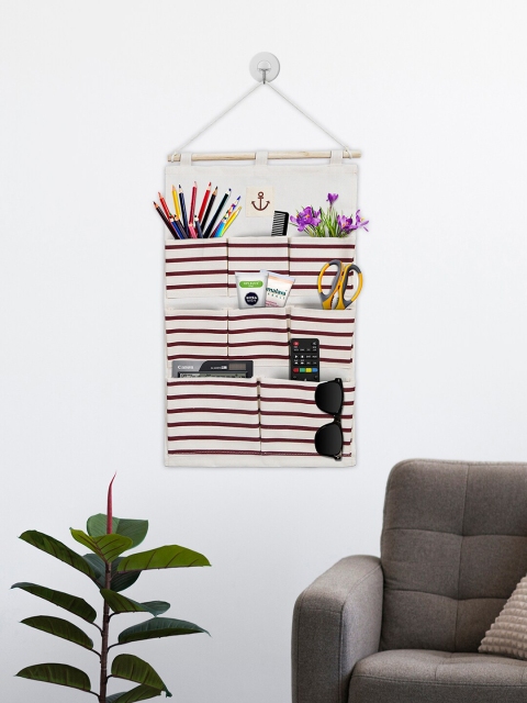 

Story@home White & Red Striped Wall Hanging Organiser