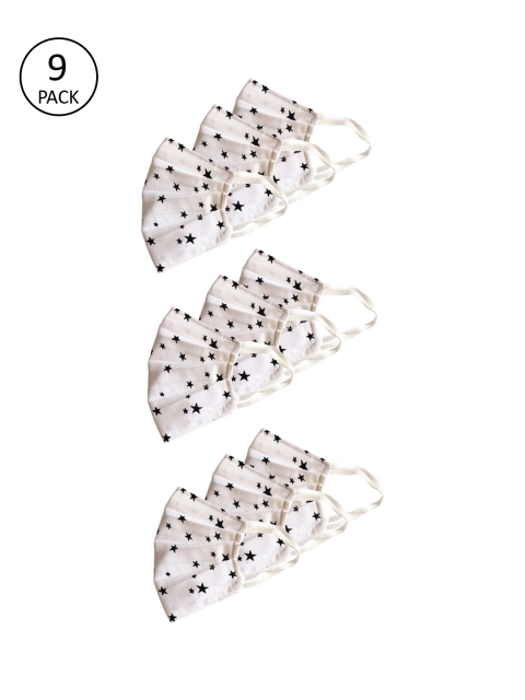 

Bellofox Women Pack Of 9 Printed 3-Ply Cloth Mask, White