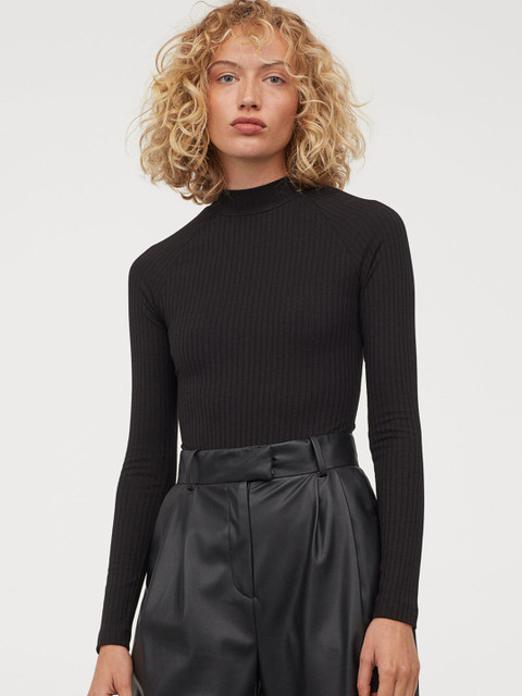 

H&M Women Black Solid Ribbed Jersey Thong Body