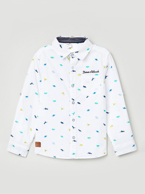 

max Boys White Regular Fit Printed Casual Shirt