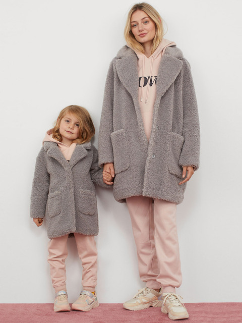 

H&M Girls Grey Faux Fur Coat