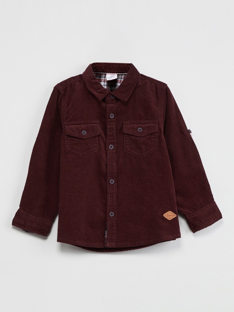 

max Boys Burgundy Regular Fit Solid Casual Shirt