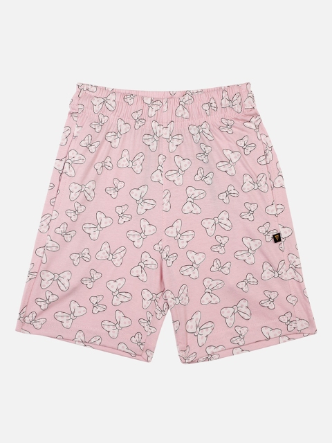 

PROTEENS Girls Peach-Coloured &White Printed Slim Fit Regular Shorts