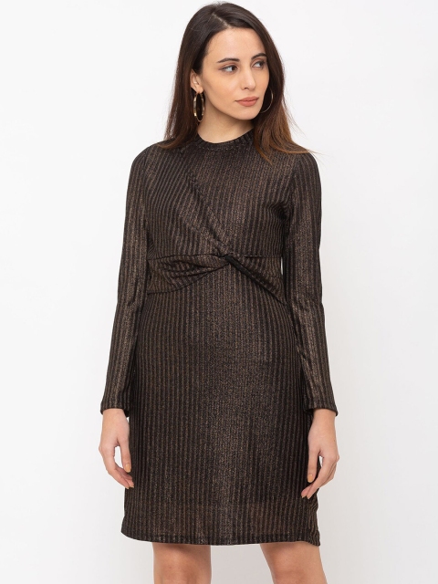 

Globus Women Brown Self Design Sheath Dress
