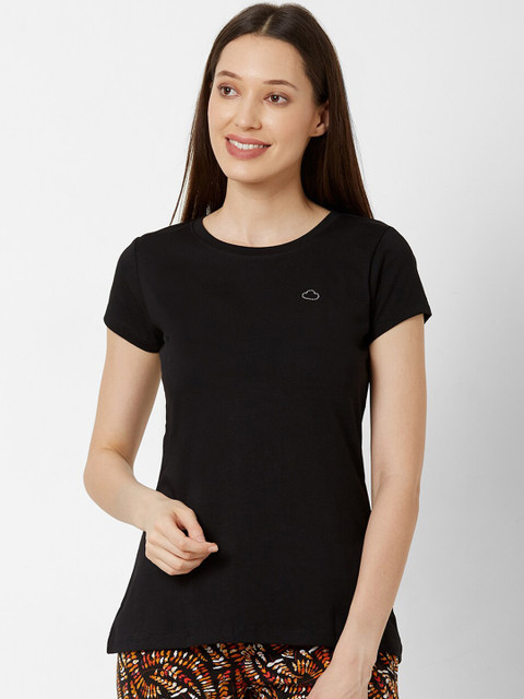 

Sweet Dreams Women Black Solid Lounge T-Shirt
