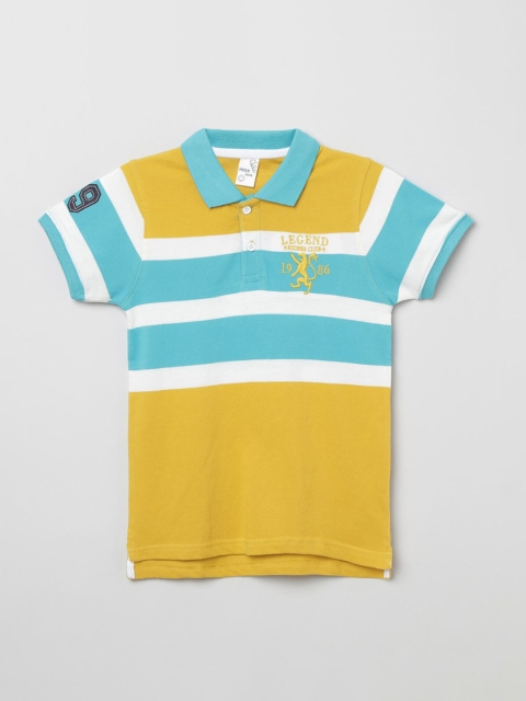 

max Boys Yellow Colourblocked Polo Collar T-shirt