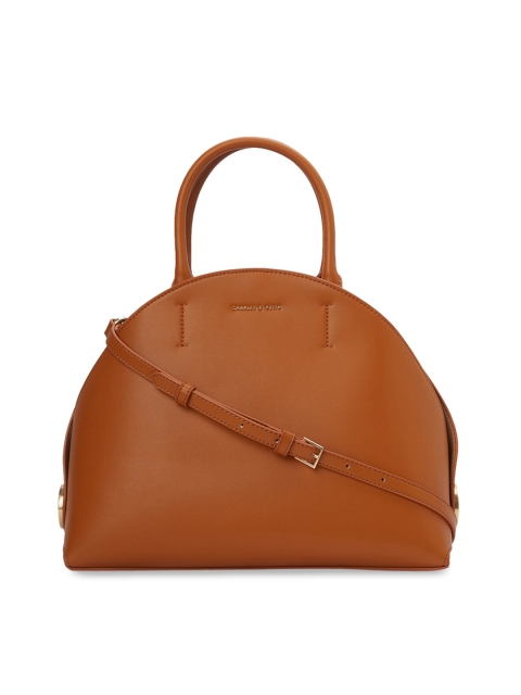 

CHARLES & KEITH Tan Brown Solid Handheld Bag