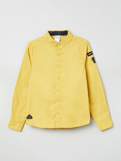 max Boys Yellow Regular Fit Solid Casual Shirt