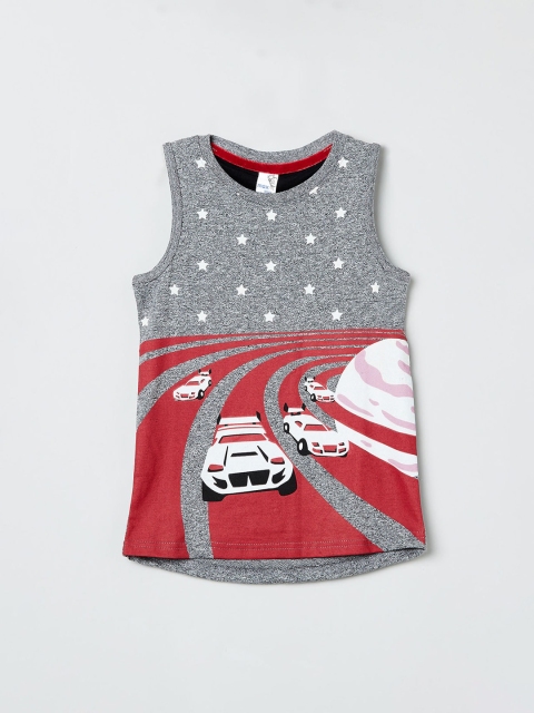 

max Boys Grey Printed Round Neck T-shirt